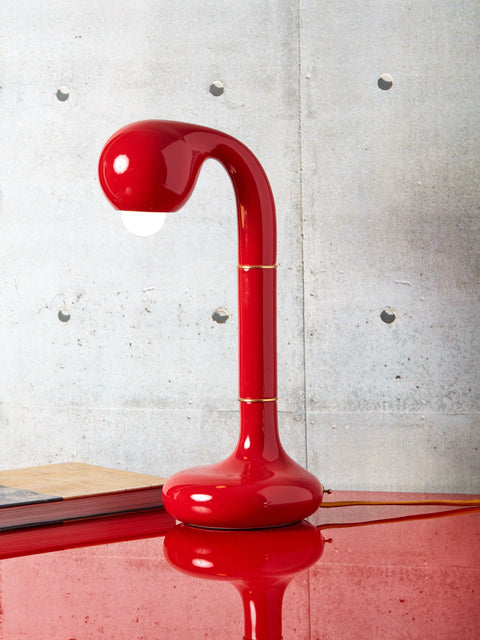 Red Ceramic Table Lamp by Entler Studio.