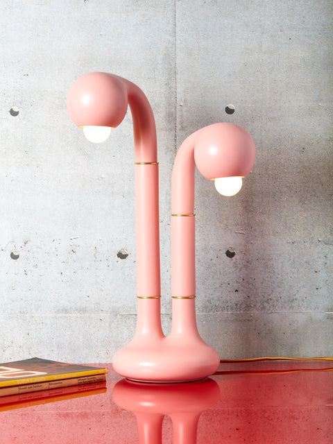 Pink Two Globe Entler lamp.