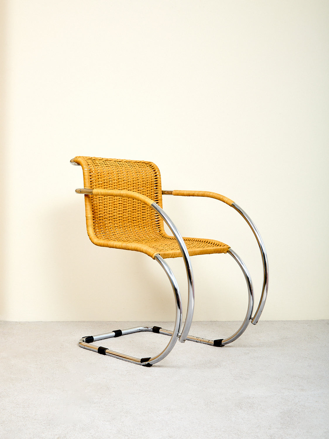 Vintage Cantilever Caned Armchair