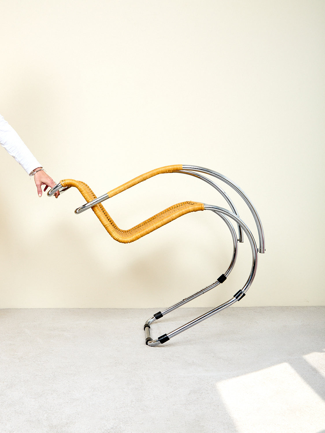 Vintage Cantilever Caned Armchair