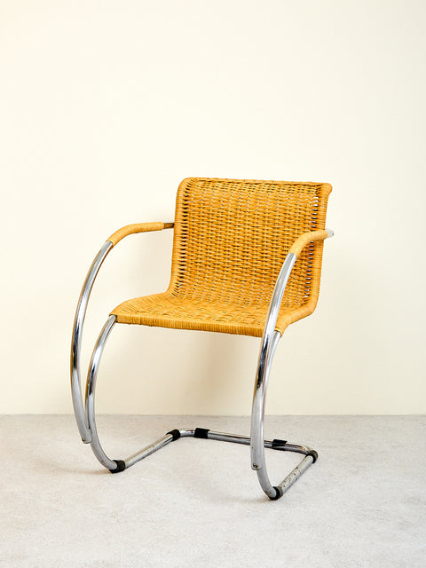 Vintage Cantilever Caned Armchair