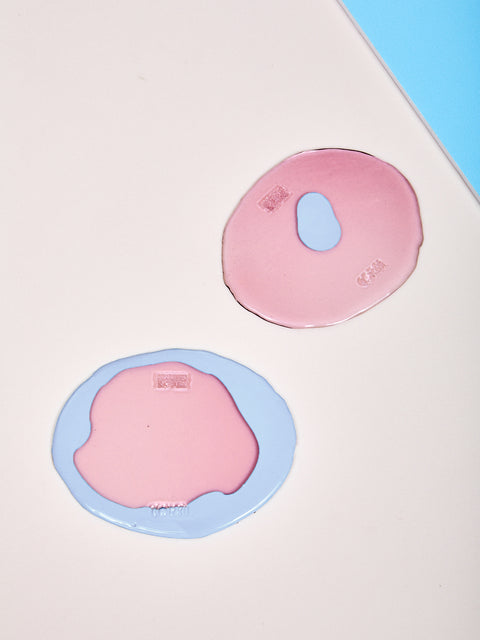 A pair of Pink and Light Blue Table-Mates.