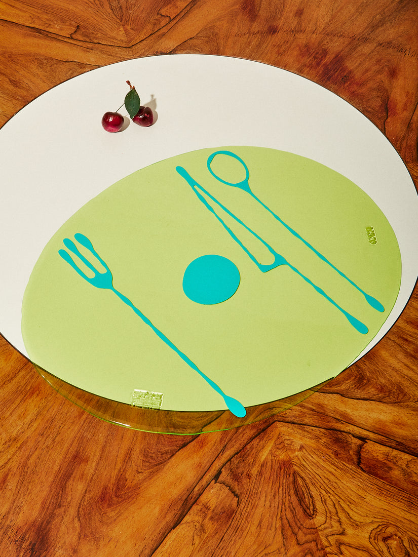 Yellow Turquoise Table-Mates Placemat by Gaetano Pesce for Fish Design.