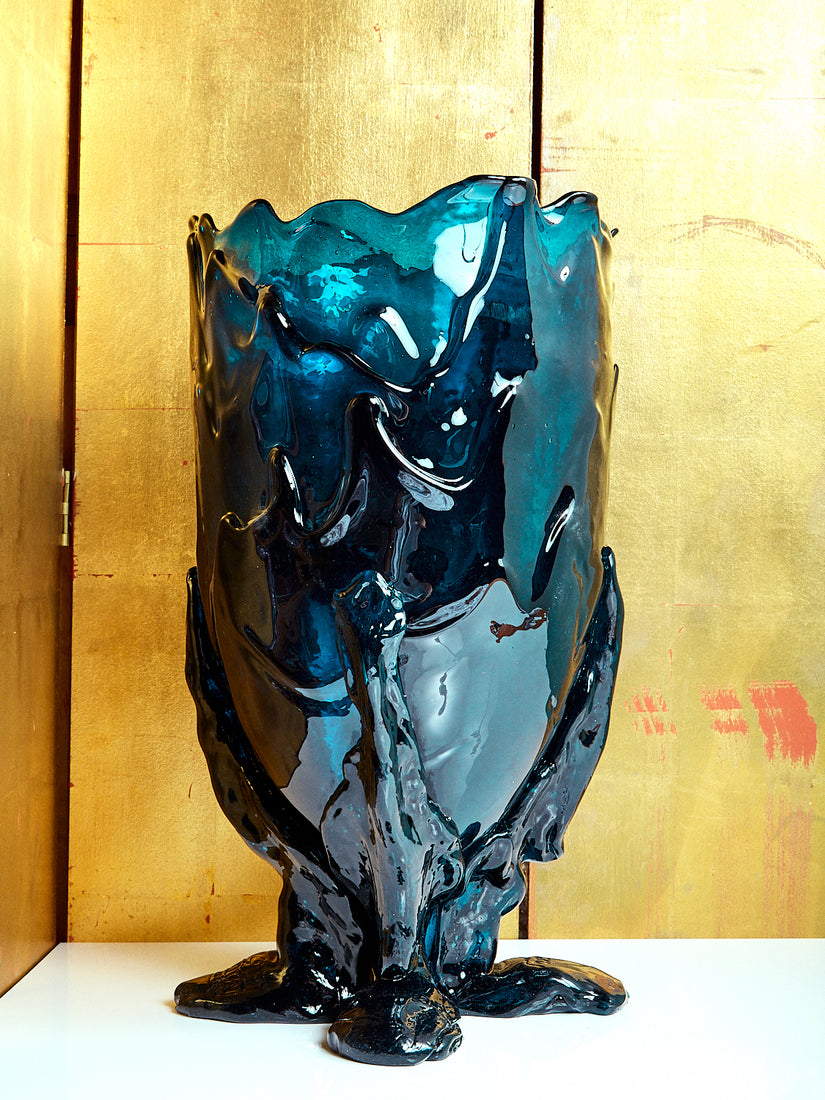 XL Clear Vessel in Teal by Gaetano Pesce for Fish Design.