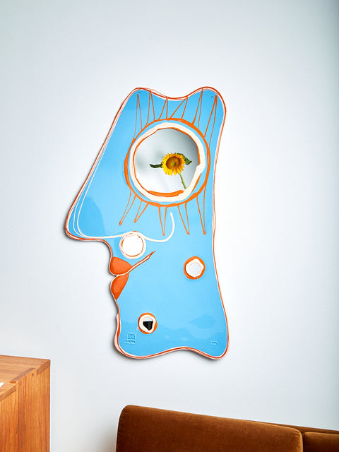The Look At Me Mirror in Sky Blue by Fish Design by Gaetano Pesce.