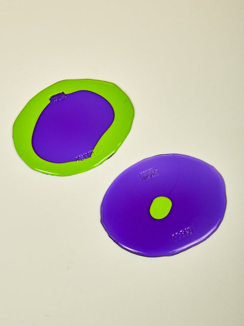 A pair of Purple and Lime Green Table-Mates.