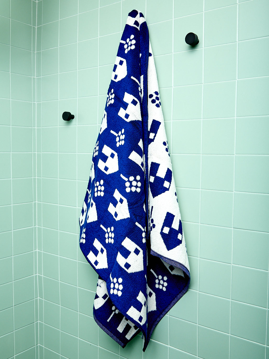 Navy Pattern Towels Set of 5