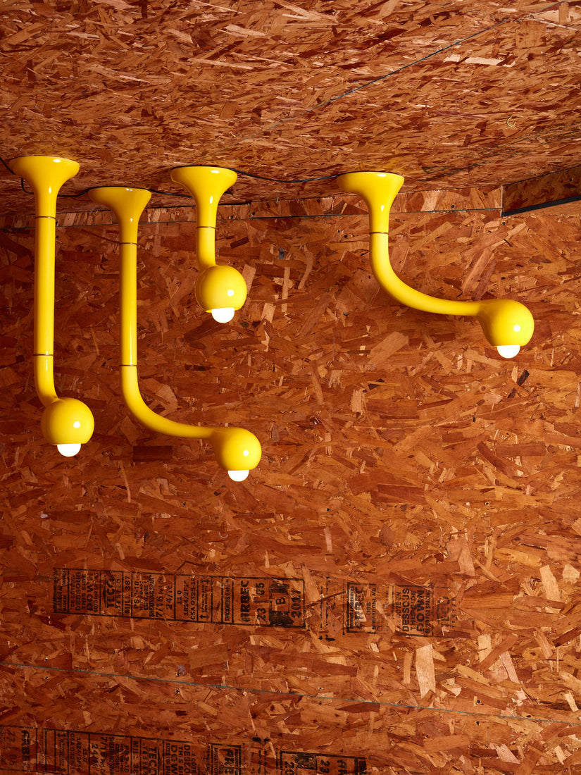 Four yellow Ceiling Lamps by Entler.