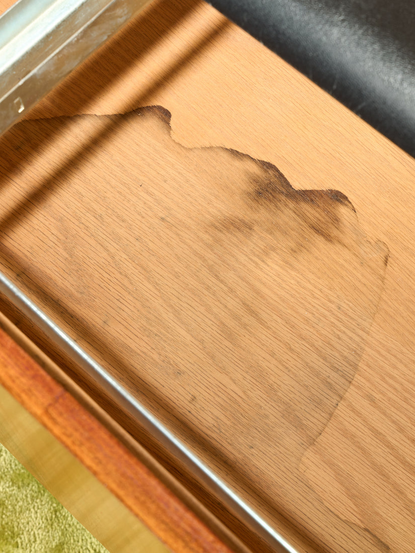 Inside drawer showing discoloration.