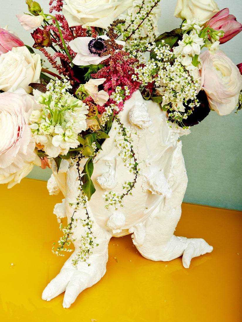 Close up of the Lemon Special Vessel and its floral bouquet.
