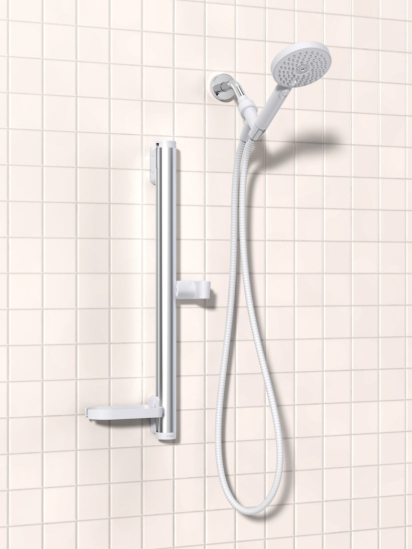 A white Minimalist Shower Head by Sproos.