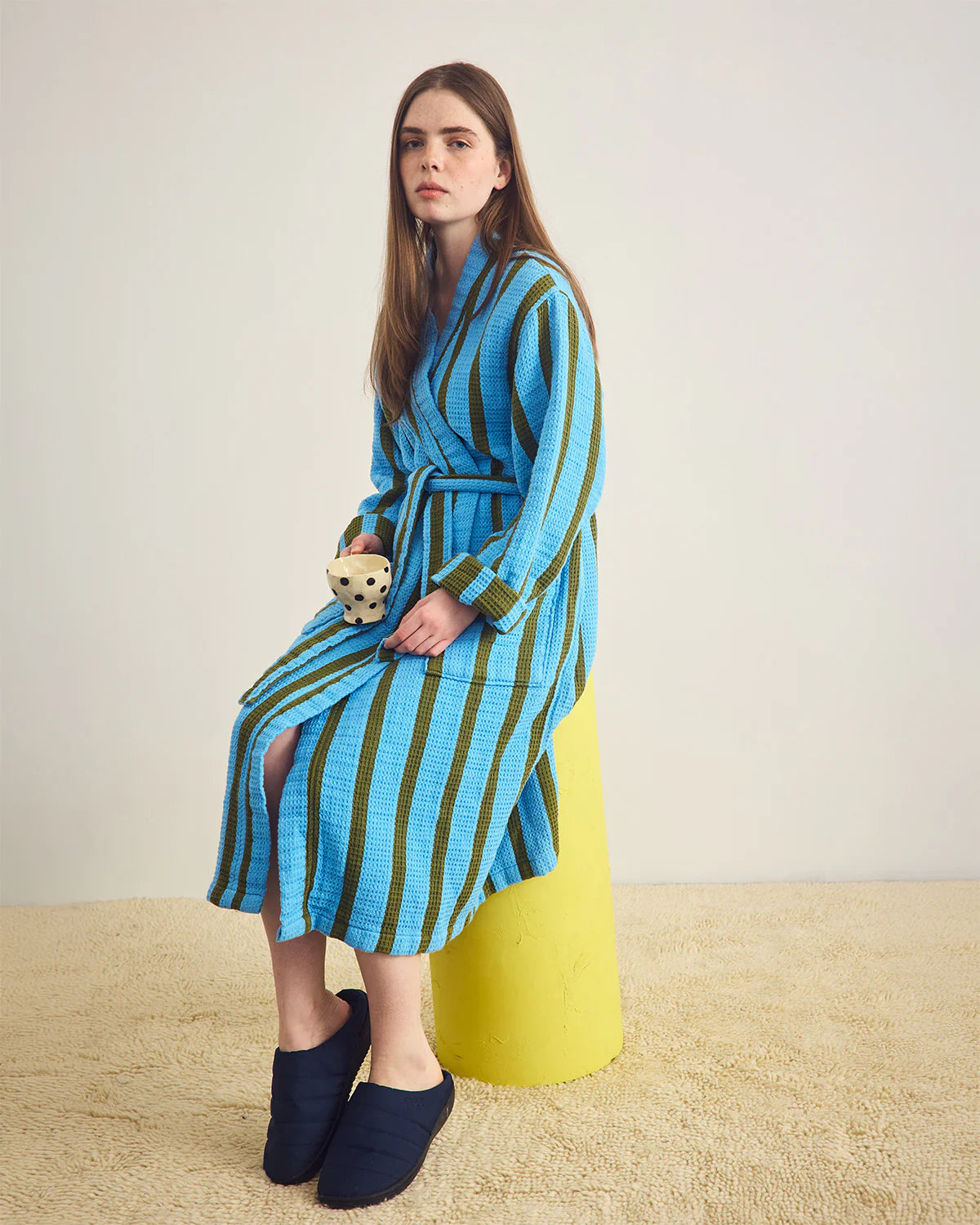 Stripe Waffle Bathrobe