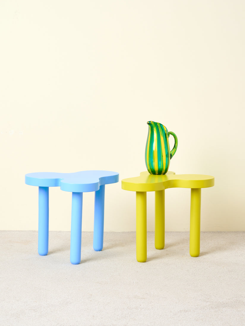 Tall Splat Tables by Sophie Colle for Areaware in Light Blue and Chartreuse.
