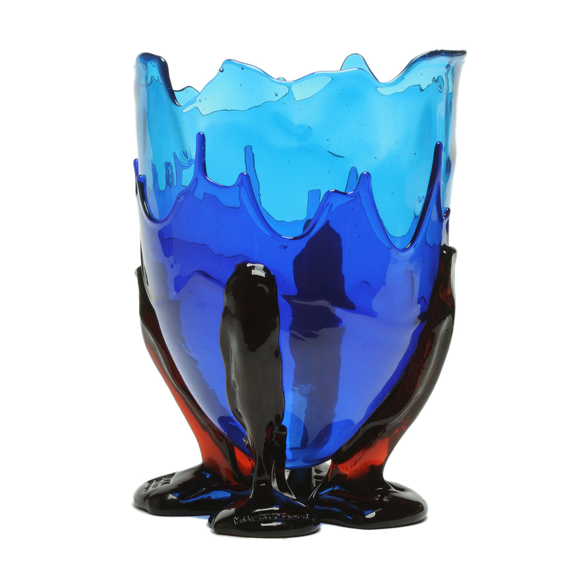 Large Clear Vessel in Blue Ruby