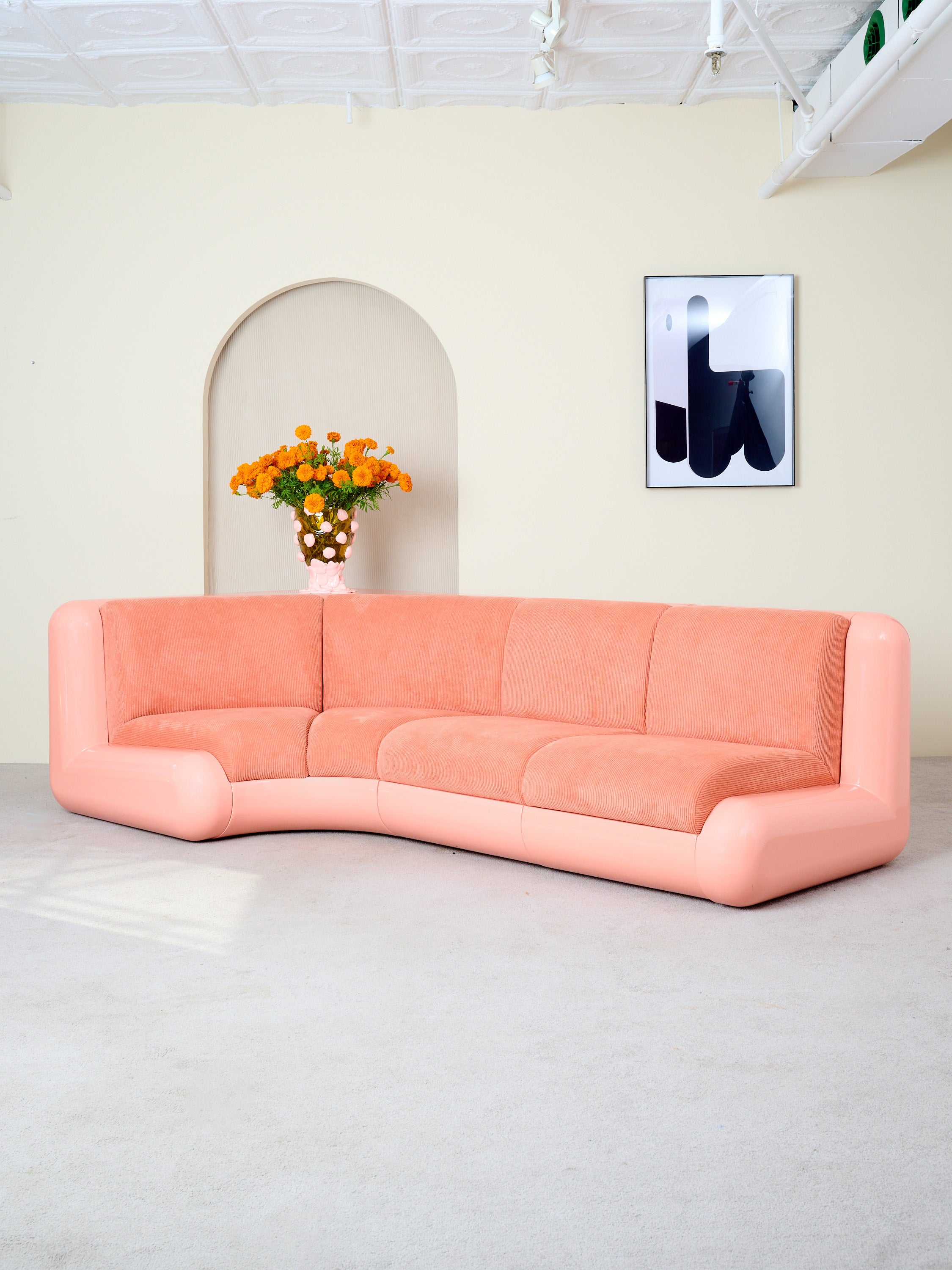 Corner sofa pink discount