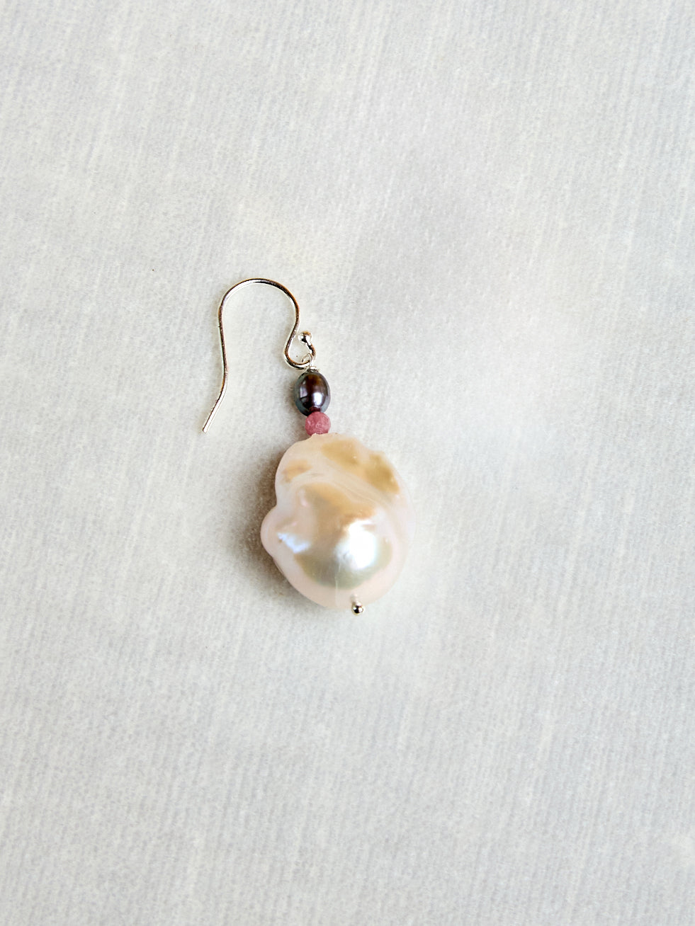 Single Host Earring with Baroque Pearls and Gems