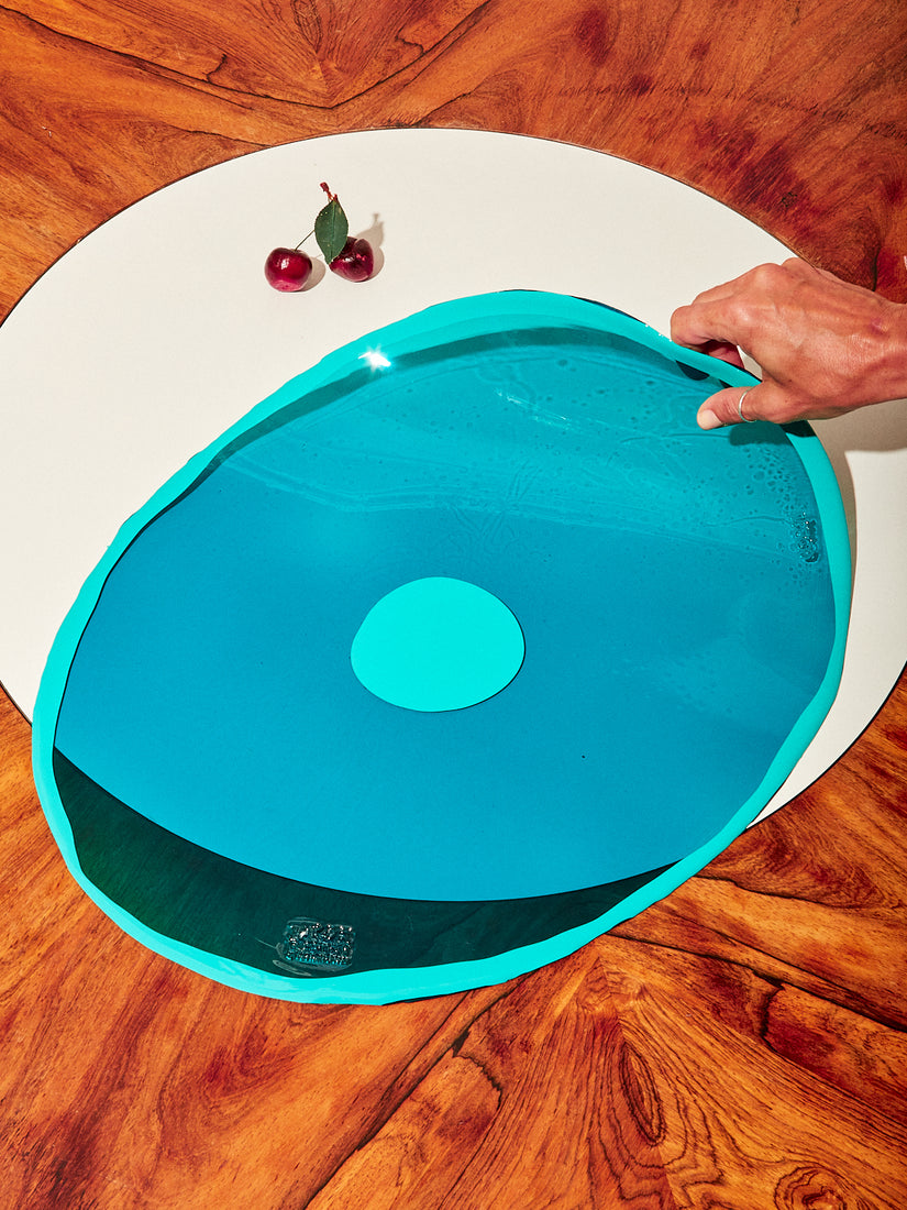 Teal/Turquoise Dot Table-Mates Placemat by Gaetano Pesce for Fish Design.