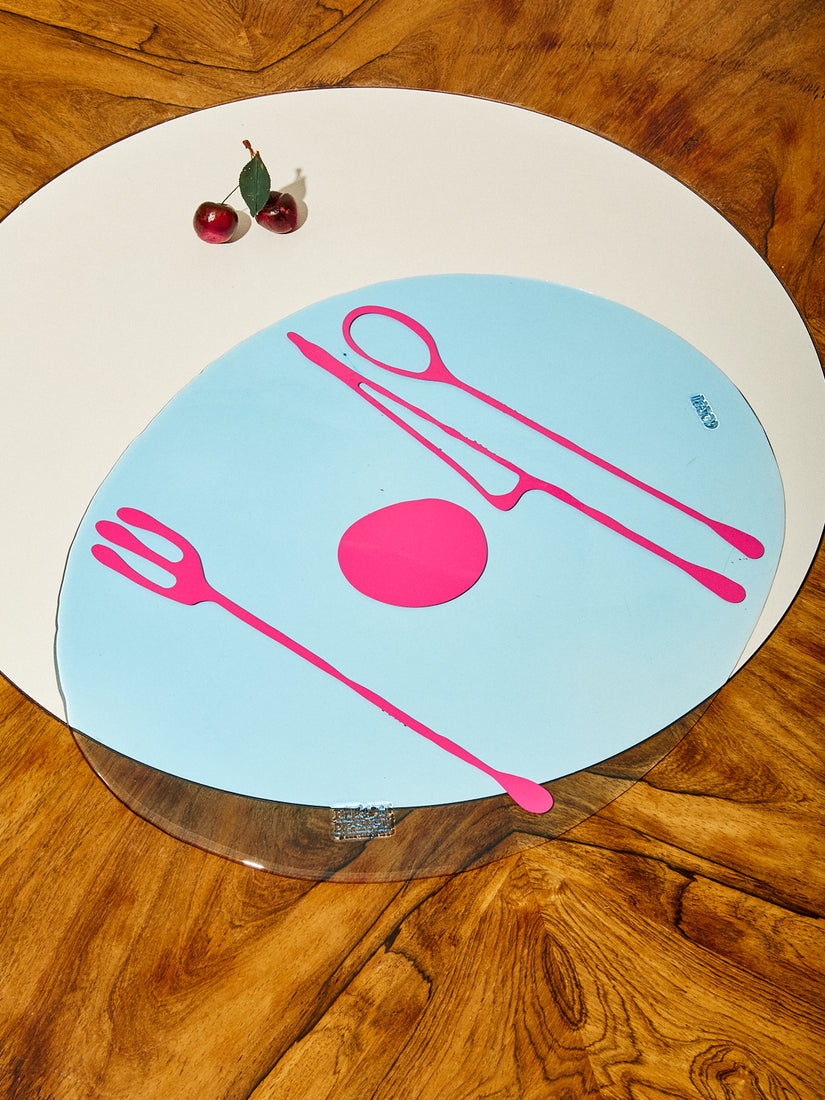 Light Blue Fuchsia Table-Mates Placemat by Gaetano Pesce for Fish Design.