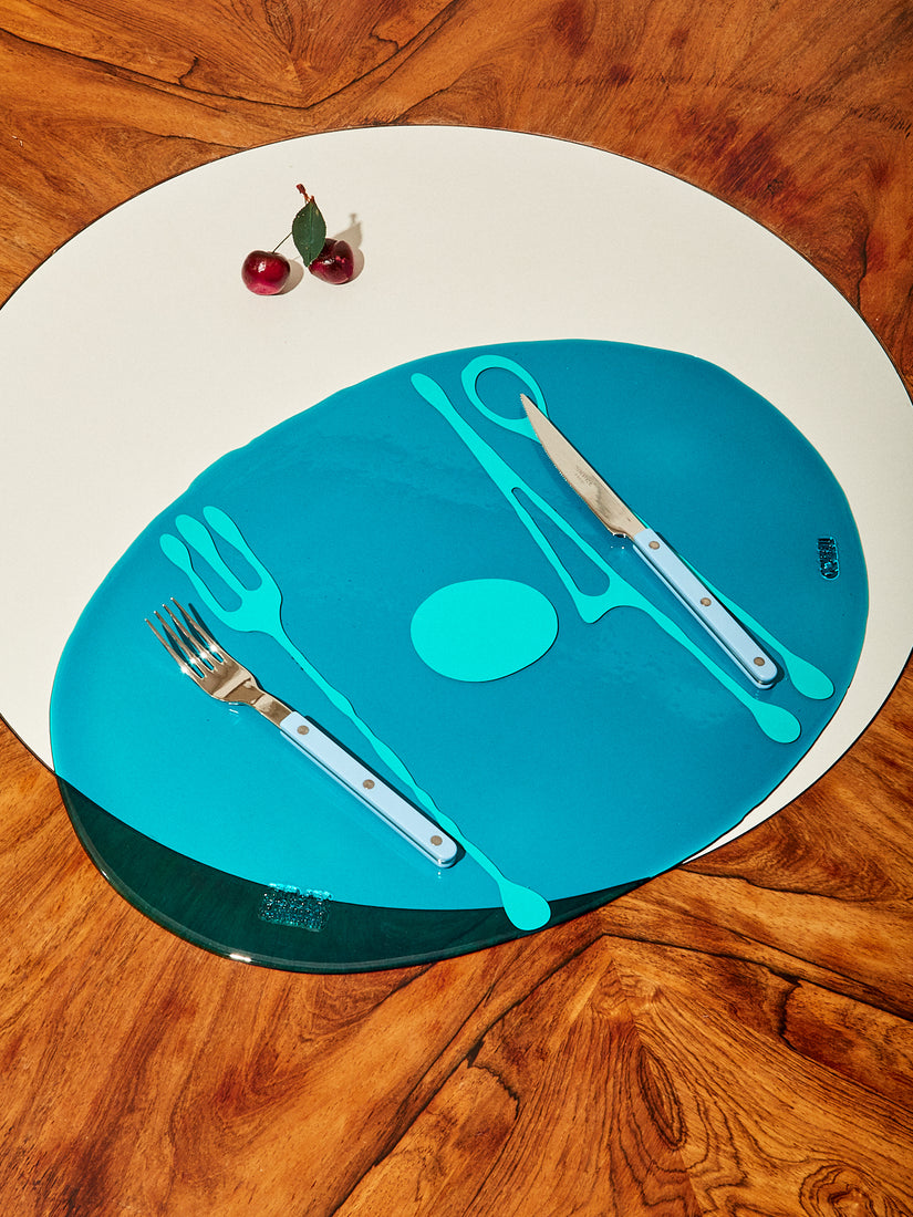 Teal Turquoise Table-Mates Placemat by Gaetano Pesce for Fish Design.