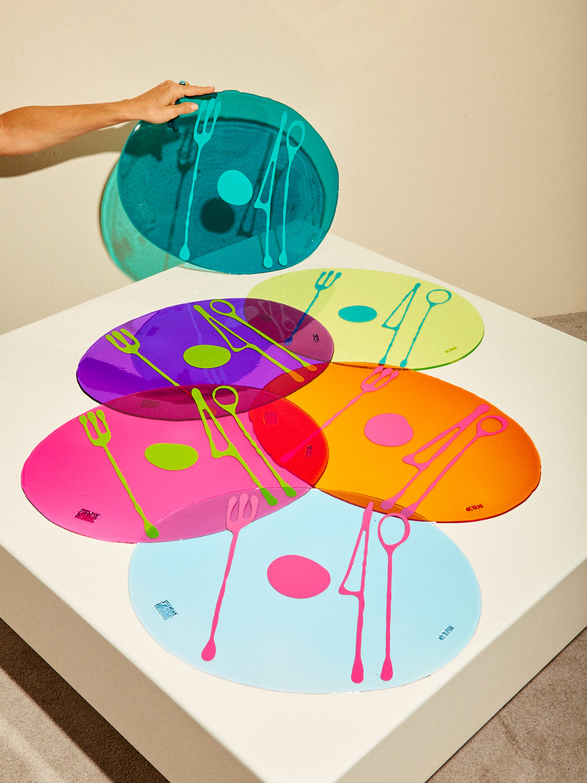 Transparent Table-Mates Placemat Fruit Collection by Gaetano Pesce for Fish Design.