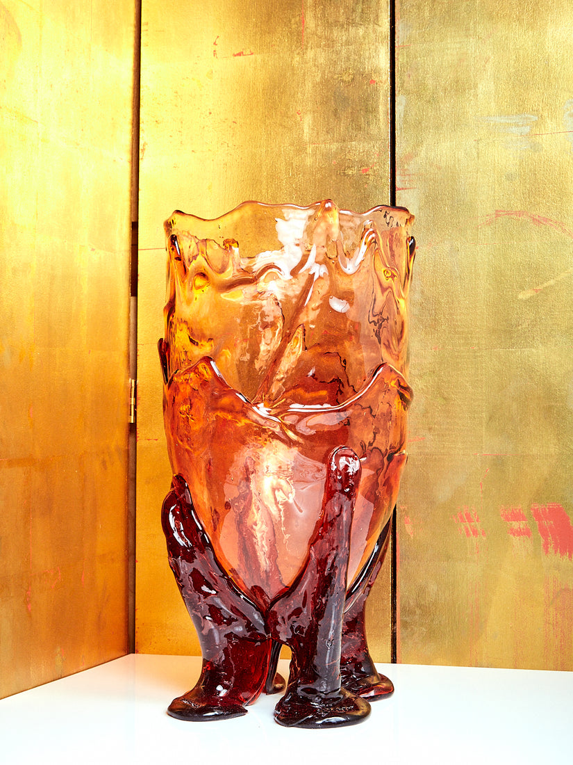 XL Clear Vessel in Ruby by Gaetano Pesce for Fish Design.