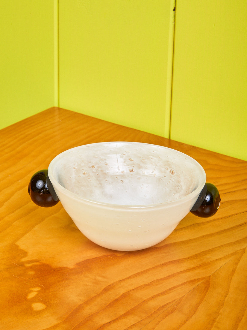 A White/Black Glass Bubble Bowl by La Romaine Editions.