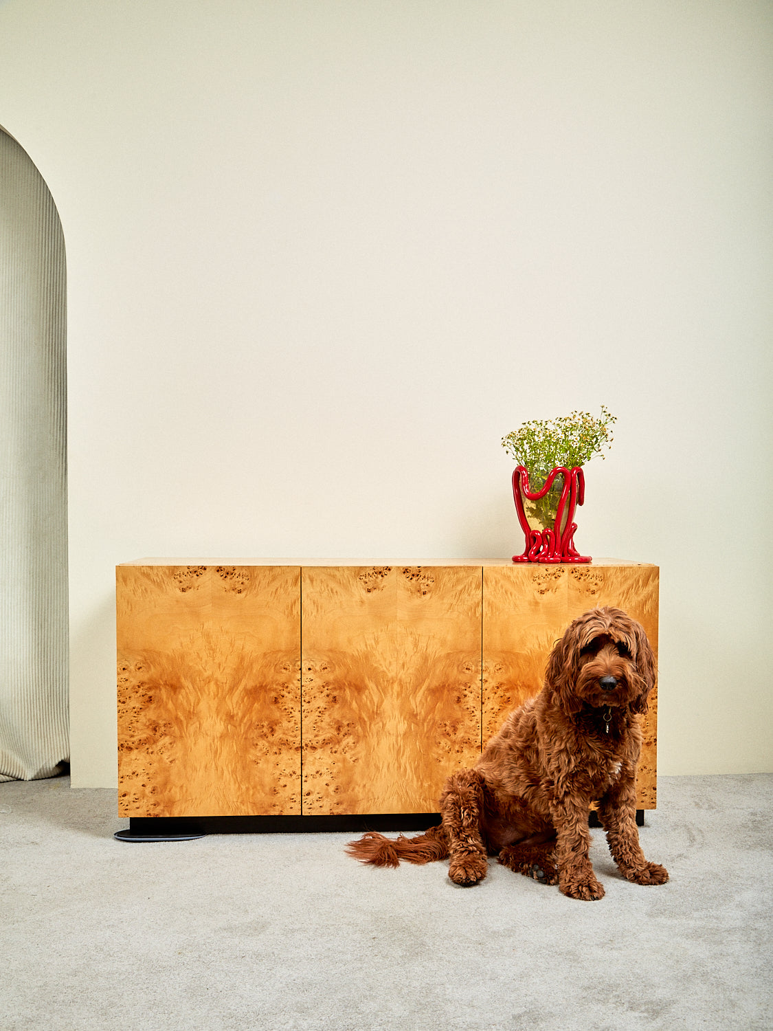 Vintage Burl Wood Credenza