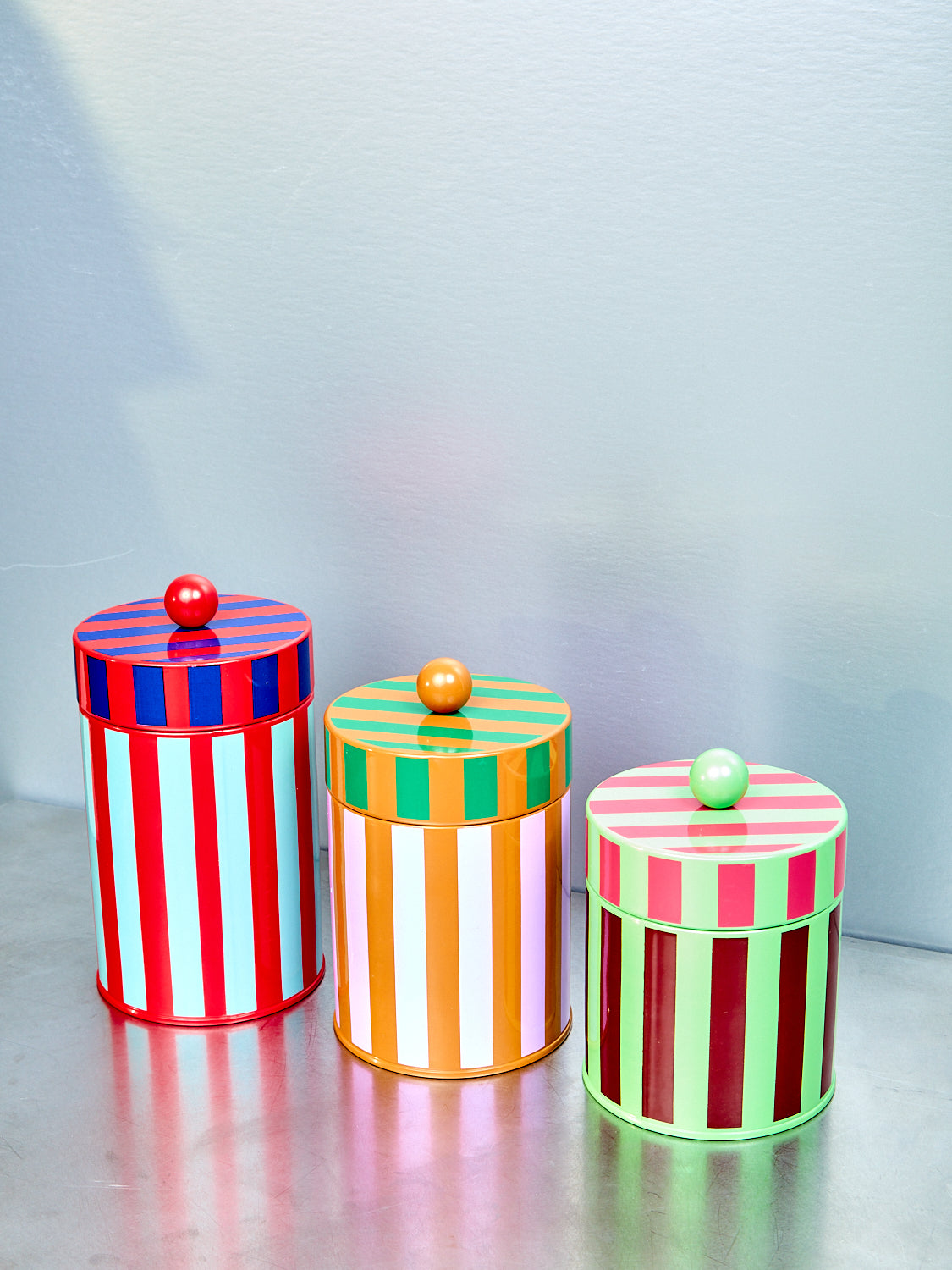 Striped Canister Set of 3