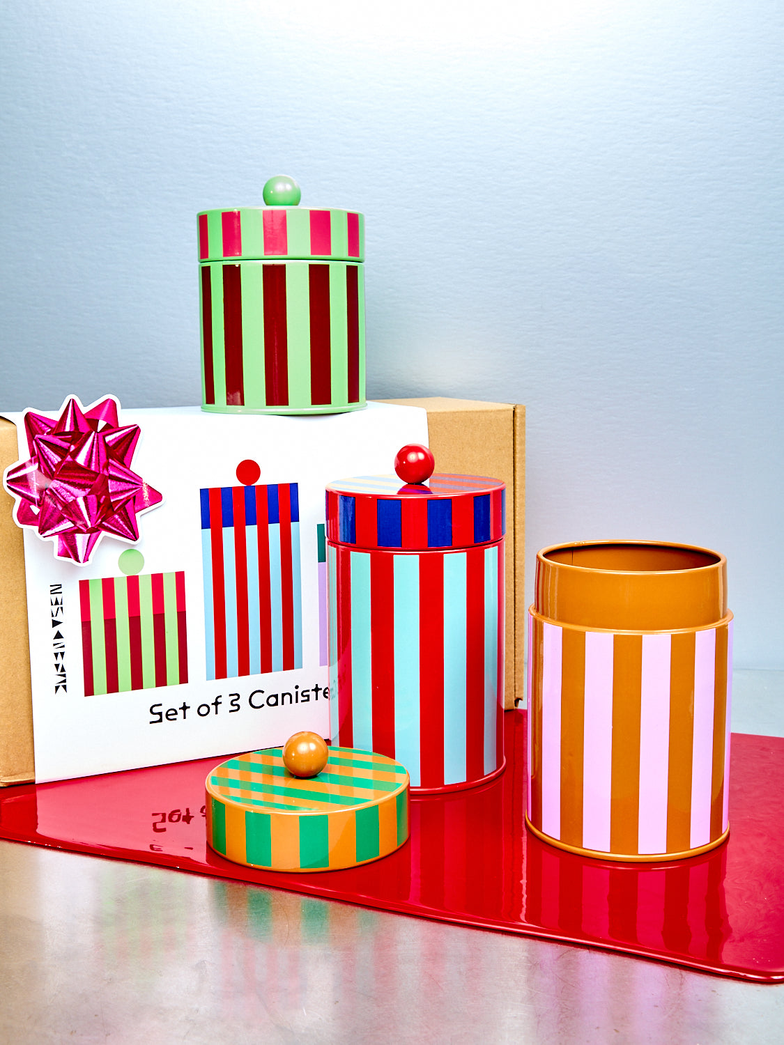 Striped Canister Set of 3