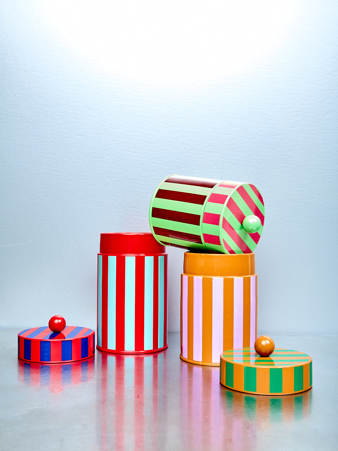 Striped Canister Set of 3