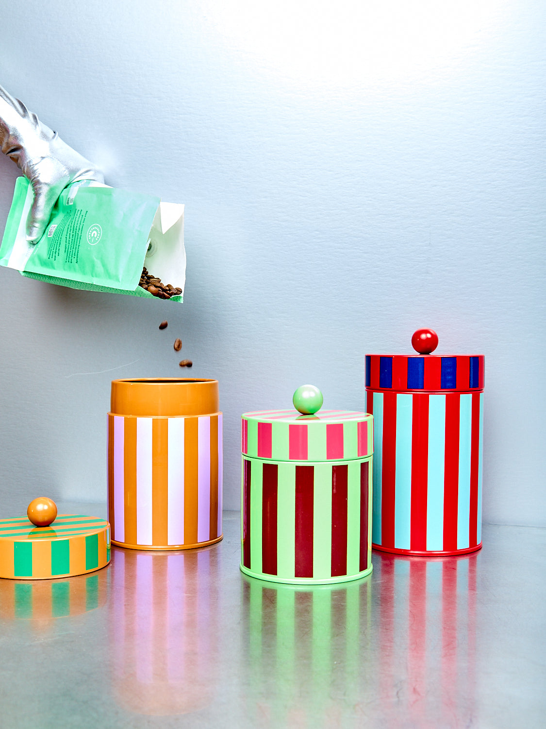 Striped Canister Set of 3