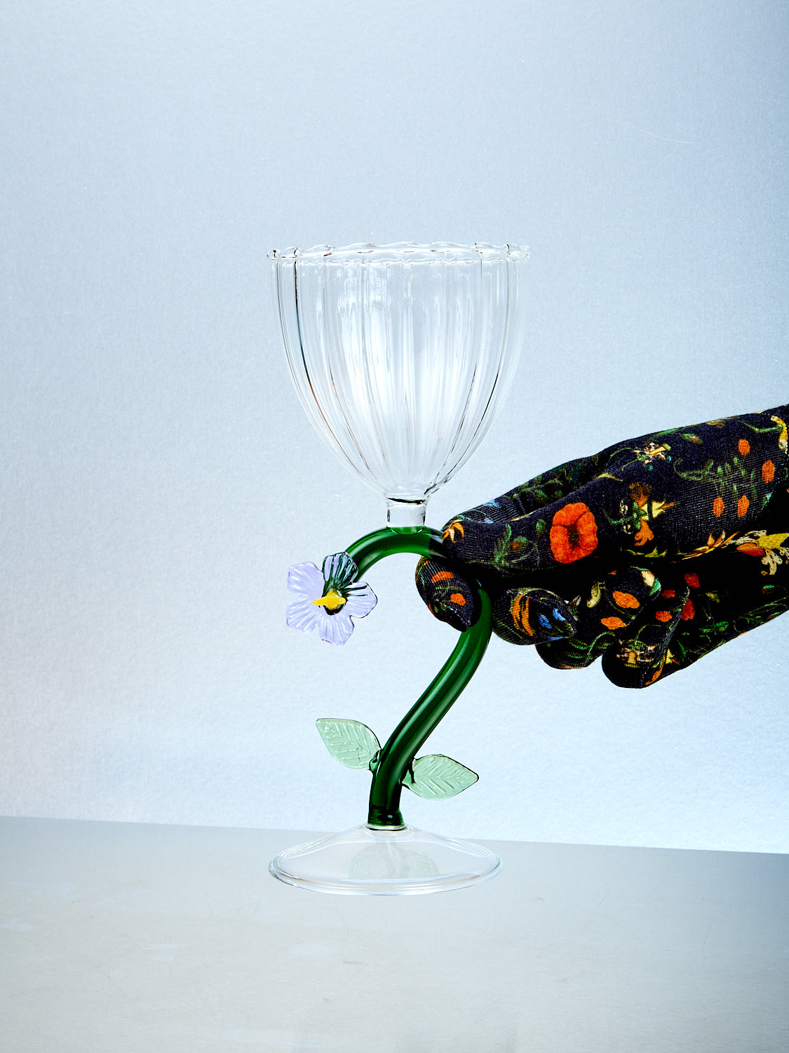 Flower Stemmed Glass