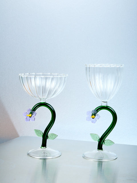 Flower Stemmed Glass