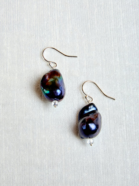 Host Earrings with Baroque Pearls and Gems