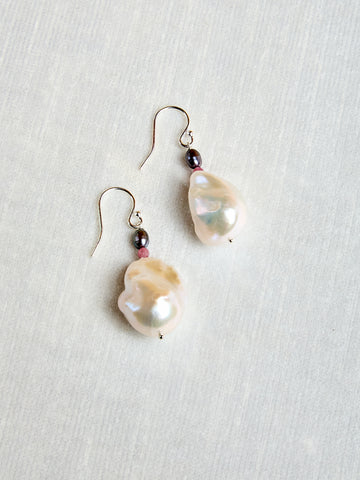 Host Earrings with Baroque Pearls and Gems