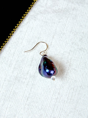 Single Host Earring with Baroque Pearls and Gems