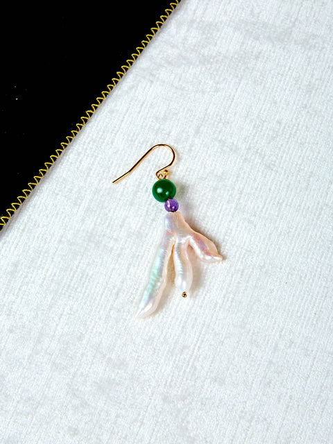 Host Earrings with Chicken Feet Pearl and Gems