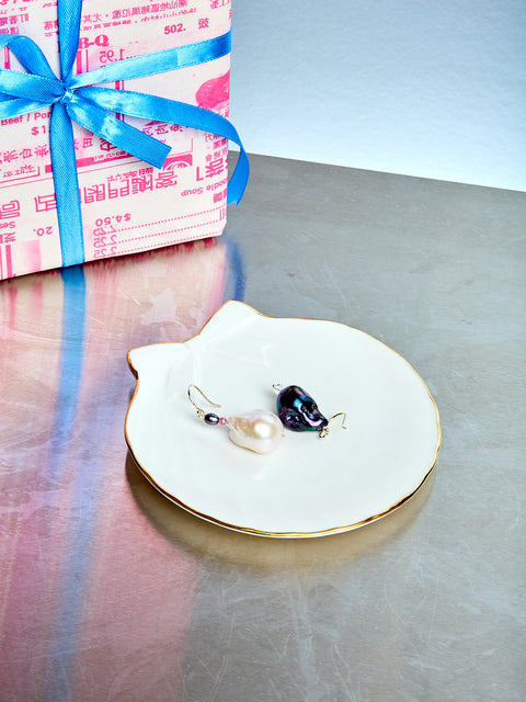 Single Host Earring with Baroque Pearls and Gems