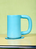 Blue tall stoneware mug by Workaday Handmade