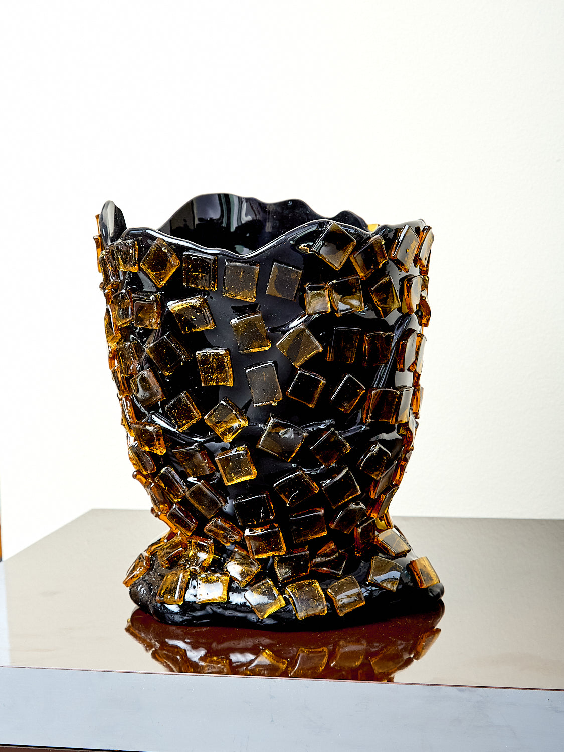 Rock Vessel in Black Amber