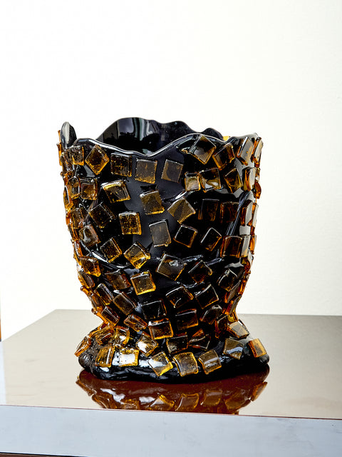 Rock Vessel in Black Amber