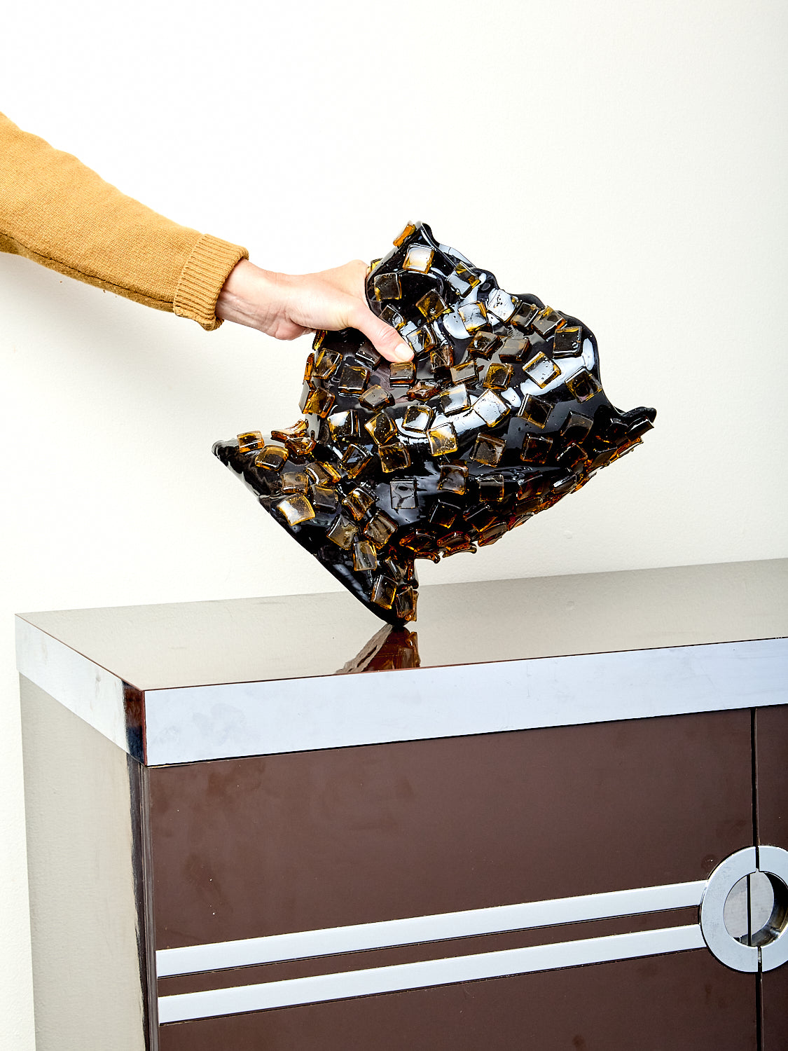 Rock Vessel in Black Amber