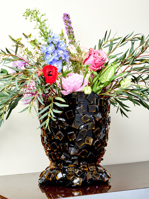 Rock Vessel in Black Amber