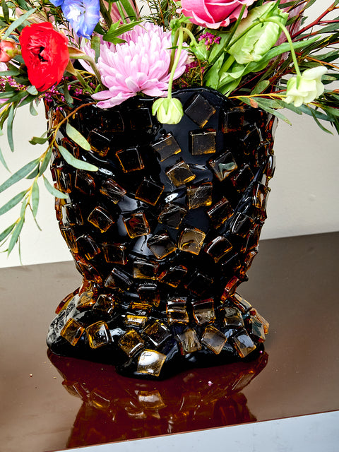 Rock Vessel in Black Amber
