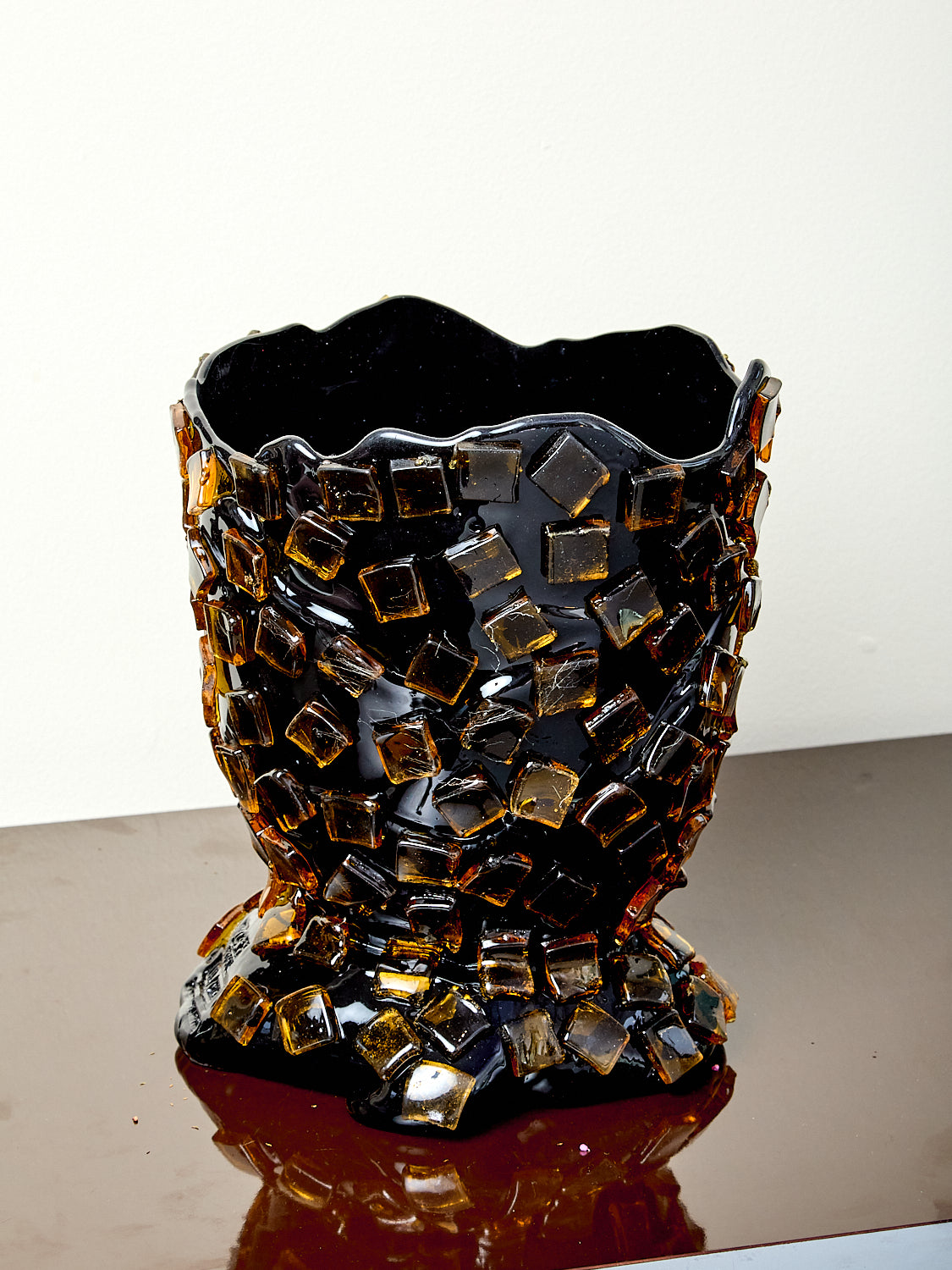 Rock Vessel in Black Amber