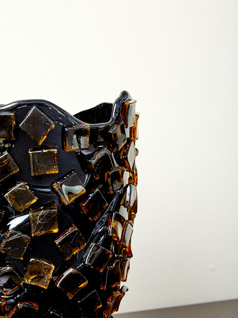 Rock Vessel in Black Amber