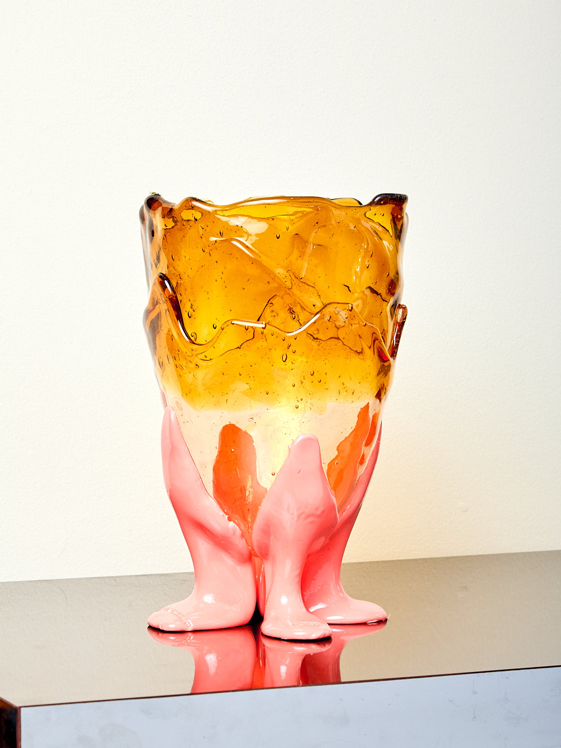 Clear Vessel in Amber Pink