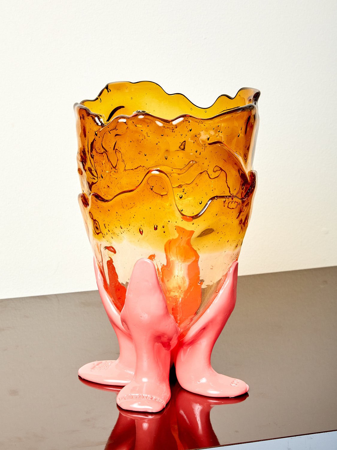 Clear Vessel in Amber Pink