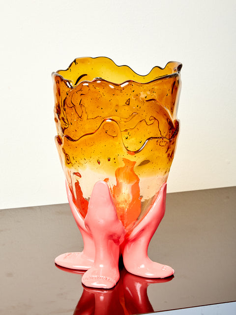 Clear Vessel in Amber Pink