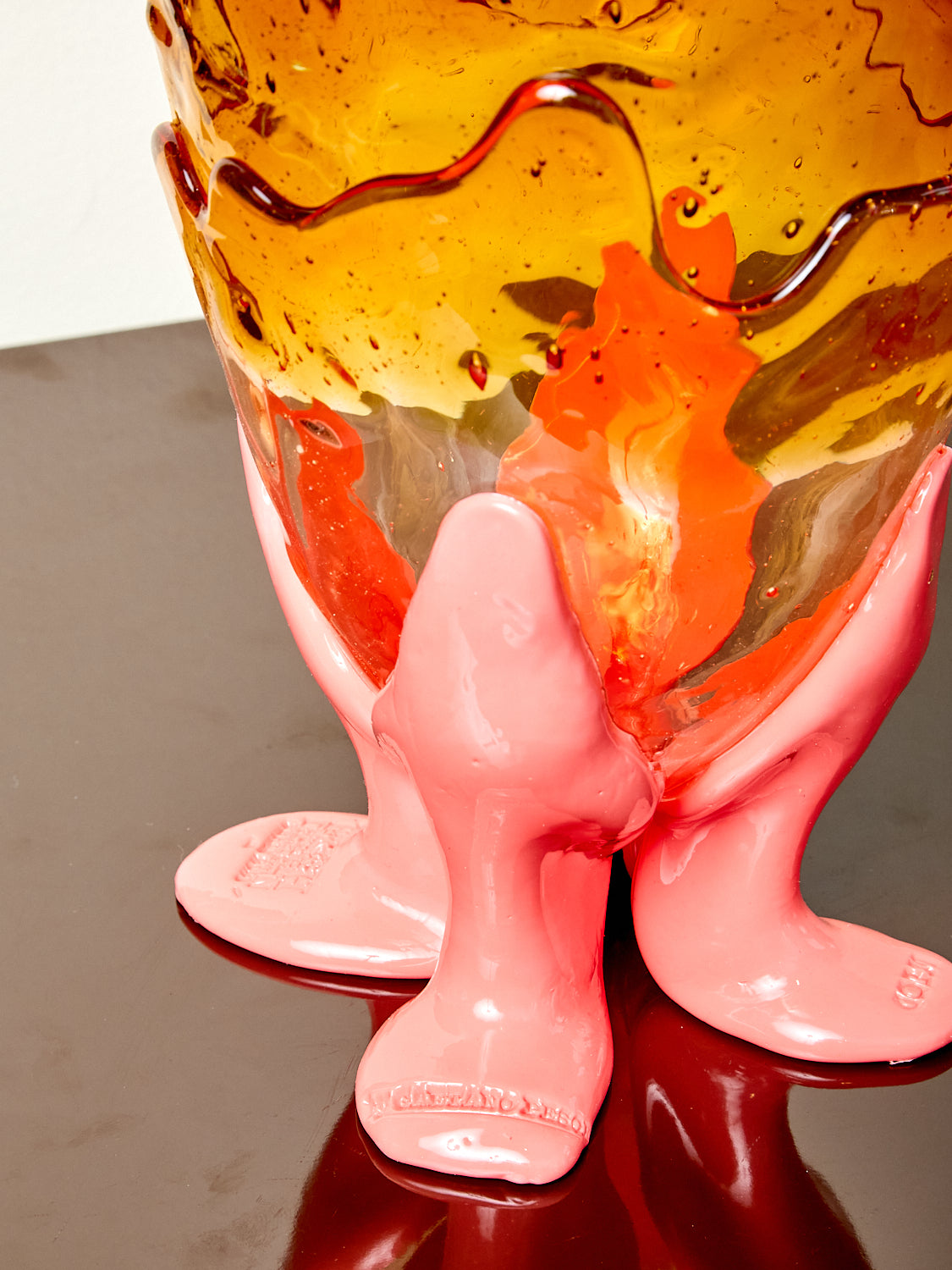 Clear Vessel in Amber Pink